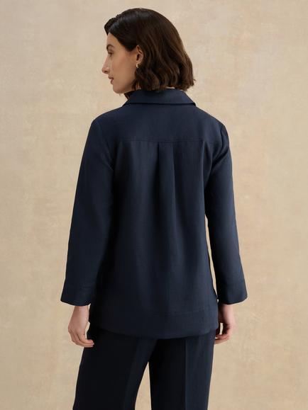 Hobbs Marlene Linen Relaxed Fit Shirt, Blue - view 2, Blue
