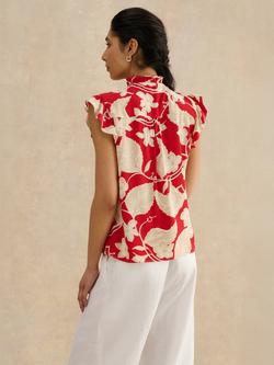 Hobbs Sadie Botanical Print Blouse, Red - view 2, Red