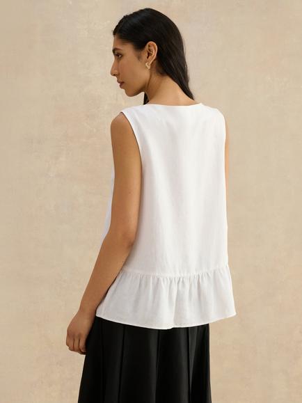 Hobbs Saige Linen Blouse, White - view 2, White