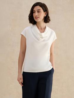 Hobbs Miranda Cowl Neck Top, Cream, Cream
