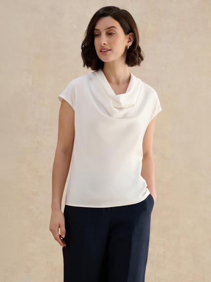 Hobbs Miranda Cowl Neck Top, Cream, Cream