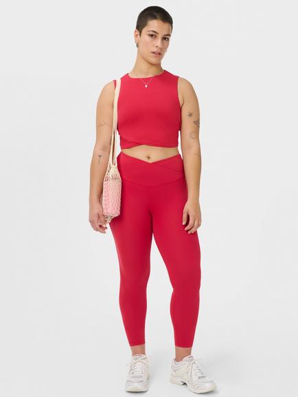 Sweaty Betty All Day 7/8 Wrap Waist Leggings, Crimson Red - view 2, Crimson Red