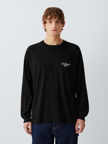 Carhartt WIP Signature Cotton Rib Long Sleeve T-Shirt, Black/White, Black/White