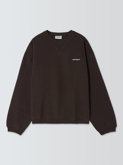 Carhartt WIP Ebbett Crew Neck Cotton Blend Sweatshirt, Tobacco/White, Tobacco/White