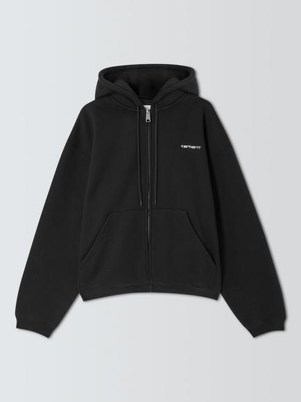 Carhartt WIP Ebbert Zip Front Cotton Blend Hoodie, Black/White, Black/White