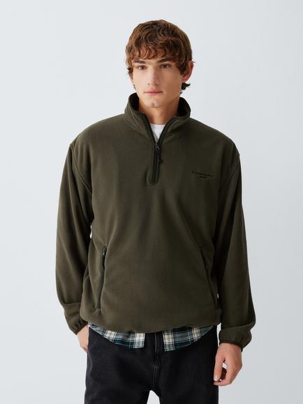 Carhartt WIP Edmore Half Zip Fleece Jumper, Cypress/Black, Cypress/Black