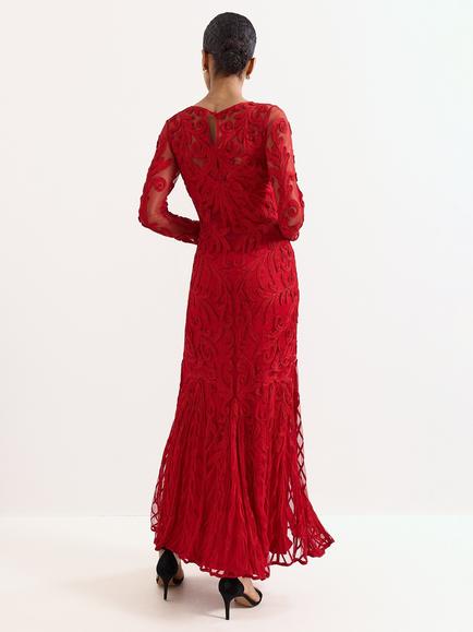 Phase Eight Petite Phoenix Lace Maxi Dress, Red - view 2, Red