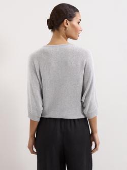 Phase Eight Cristine Metallic Knit Jumper, Silver - view 2, Silver