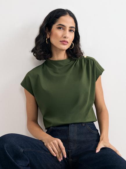 Phase Eight Paige Ponte Top, Dark Green, Dark Green