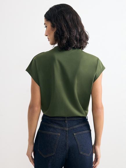 Phase Eight Paige Ponte Top, Dark Green - view 2, Dark Green