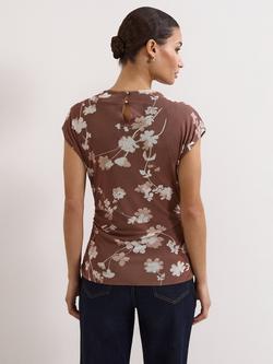 Phase Eight Kezia Mesh Top, Brown - view 2, Brown
