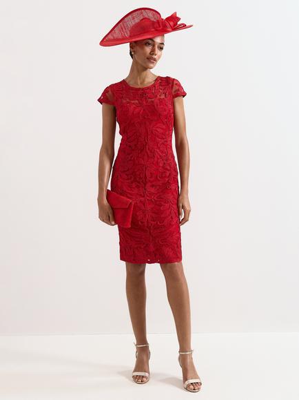 Phase Eight Emmi Tapework Dress, Red, Red