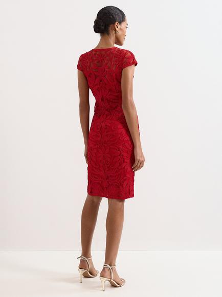 Phase Eight Emmi Tapework Dress, Red - view 2, Red