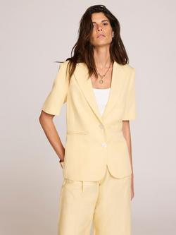 Mint Velvet Linen Blend Short Sleeve Blazer, Yellow, Yellow