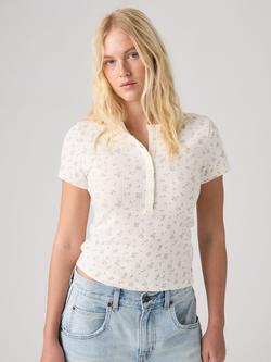 Levi's Dry Goods Pointelle Knit Short Sleeve Top, Isabel Floral Egret, Isabel Floral Egret