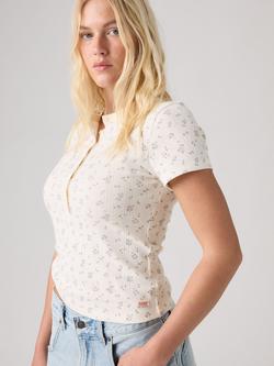 Levi's Dry Goods Pointelle Knit Short Sleeve Top, Isabel Floral Egret - view 2, Isabel Floral Egret