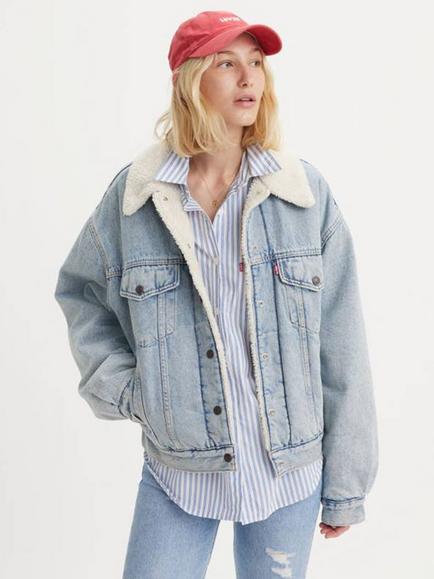 Levi's '90s Sherpa Denim Trucker Jacket, Morning Sunlight, Morning Sunlight