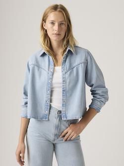 Levi's Logan Cropped Denim Shacket containing TENCEL™ Lyocell, Blasted Stone Top, Blasted Stone Top