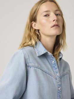 Levi's Logan Cropped Denim Shacket containing TENCEL™ Lyocell, Blasted Stone Top - view 2, Blasted Stone Top
