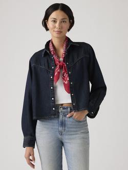 Levi's Logan Cropped Denim Shacket containing TENCEL™ Lyocell, Dark Nights, Dark Nights
