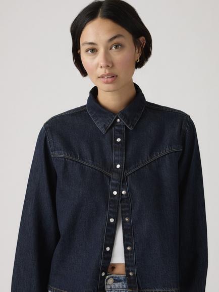 Levi's Logan Cropped Denim Shacket containing TENCEL™ Lyocell, Dark Nights - view 2, Dark Nights