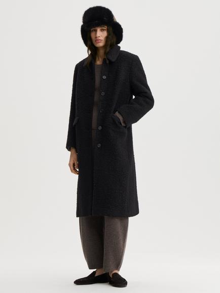 By Malene Birger Madera Wool Blend Overcoat, Black, Black