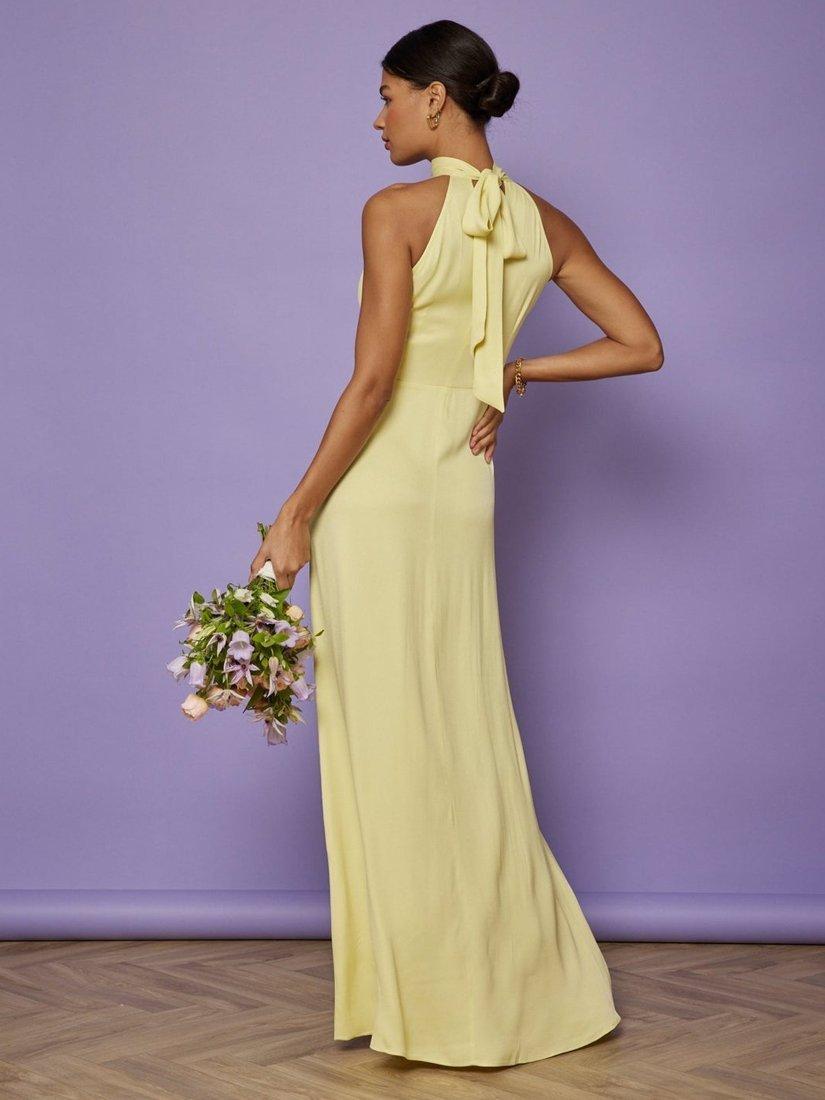 Maids to Measure Tilly Scarf Neck Satin Bridesmaid Dress, Yellow