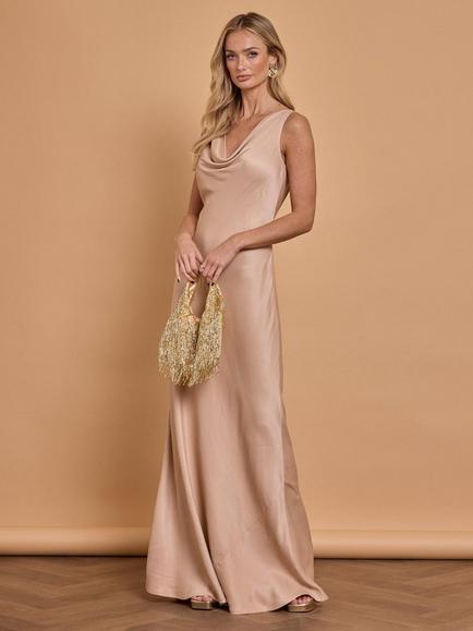 Maids to Measure Pandy Cowl Neck Bridesmaid Dress, Mocha