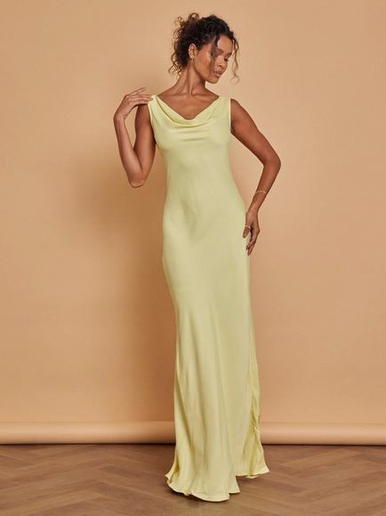 Maids to Measure Pandy Cowl Neck Bridesmaid Dress, Yellow