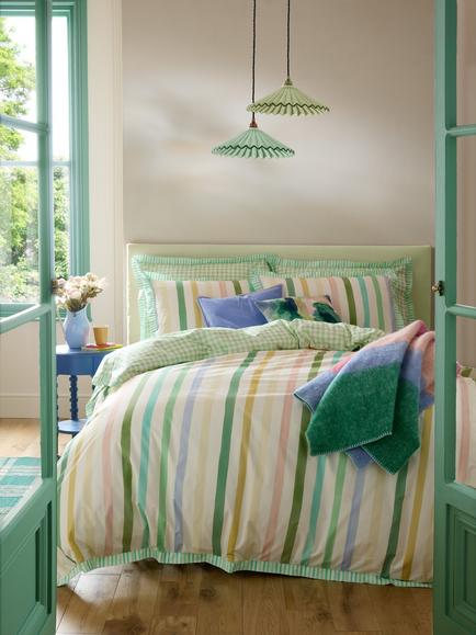 bluebellgray Sunday Stripe Reversible 200 Thread Count Duvet Cover Set, Multi, Multi