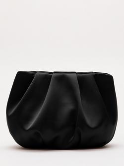 Phase Eight Satin Cloud Clutch Bag, Black, Black