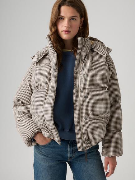 Levi's Tate Bubble Puffer Jacket, Brown/Cream, Brown/Cream