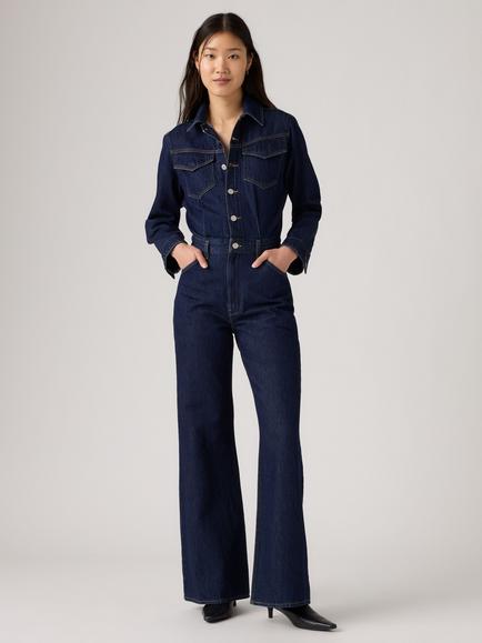 Levi's Western Wide Leg Long Sleeve Denim Jumpsuit, Reign Of The Rinse, Reign Of The Rinse