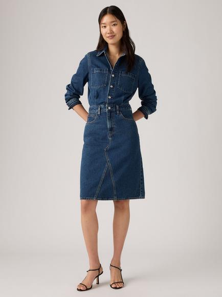 Levi's Long Sleeve A-Line Western Midi Dress, Stellar Strauss, Stellar Strauss