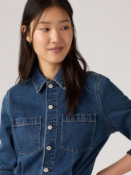 Levi's Long Sleeve A-Line Western Midi Dress, Stellar Strauss - view 2, Stellar Strauss