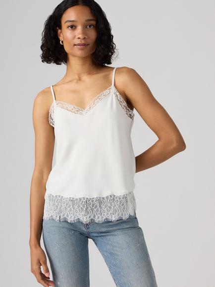 Levi's Lynn Lace Trim Slim Fit Cami Top, Whisper White, Whisper White