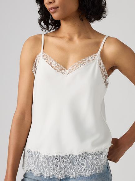 Levi's Lynn Lace Trim Slim Fit Cami Top, Whisper White - view 2, Whisper White