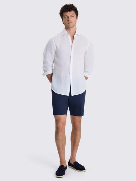 Moss Cotton Chino Shorts - view 2, Navy