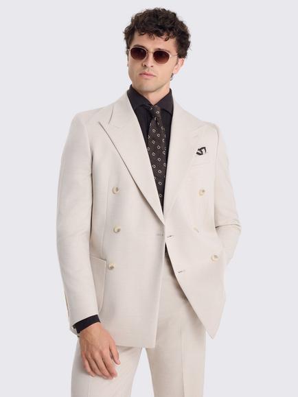 Moss Relaxed Fit Double Breasted Suit Jacket, Light Camel, Light Camel