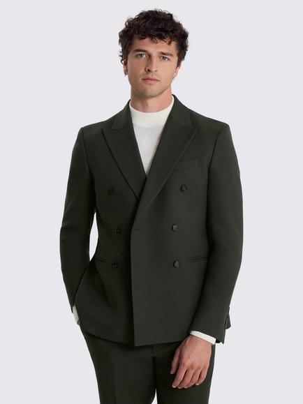 Moss Slim Fit Flannel Double Breasted Suit Jacket, Khaki, Khaki