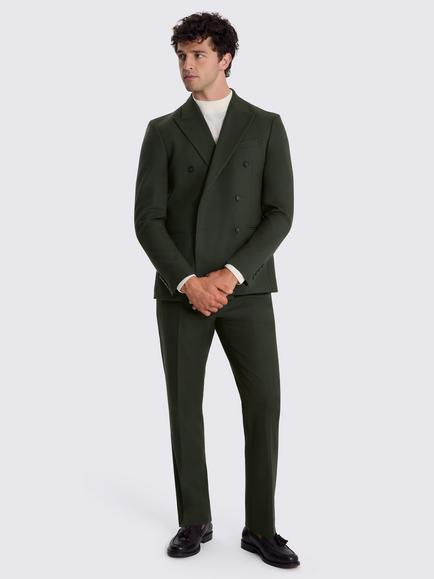 Moss Slim Fit Flannel Double Breasted Suit Jacket, Khaki - view 2, Khaki
