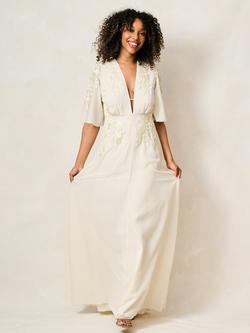Hope & Ivy The Juliette Floral Embellished Maxi Dress, White Ivory, White Ivory