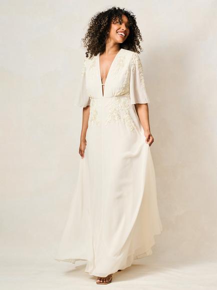 Hope & Ivy The Juliette Floral Embellished Maxi Dress, White Ivory - view 2, White Ivory