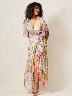 Hope & Ivy The Julia Floral Wrap Dress, White/Multi - view 2, White Mulit
