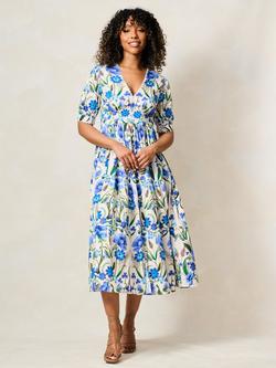 Hope & Ivy The Erica Floral V-Neck Dress, Blue Multi - view 2, Blue Multi