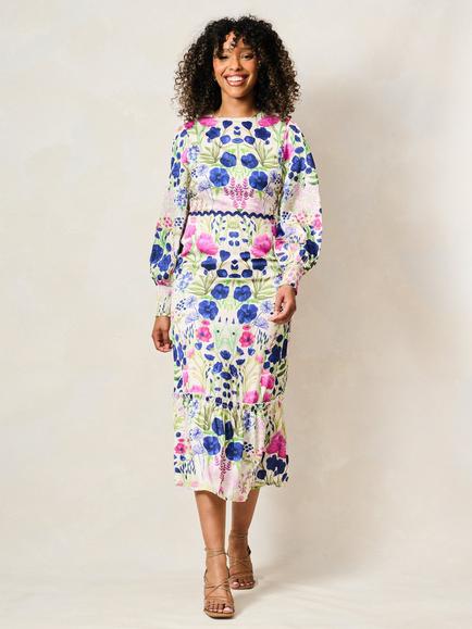 Hope & Ivy The Caroline Floral Dress, White Multi, White Mulit