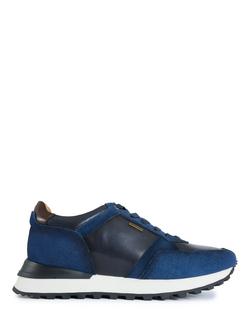 Simon Carter Gervais Leather Lace Up Trainers, Navy, Navy