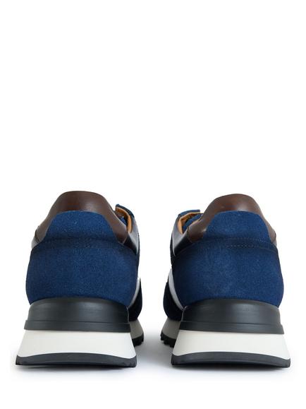 Simon Carter Gervais Leather Lace Up Trainers, Tan - view 2, Navy
