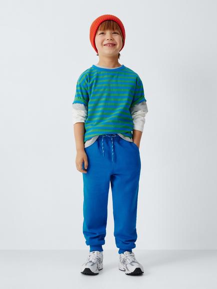 John Lewis Kids' Cotton Joggers, Blue - view 2, Blue
