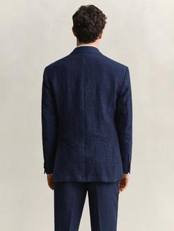 GANT Linen Blend Double Breasted Suit Jacket, Mid Blue - view 2, Mid Blue